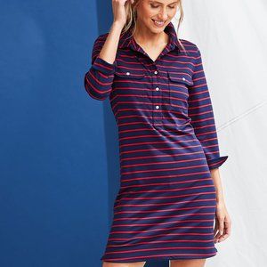 Vineyard Vines Navy and Red Striped Long Sleeve Dress